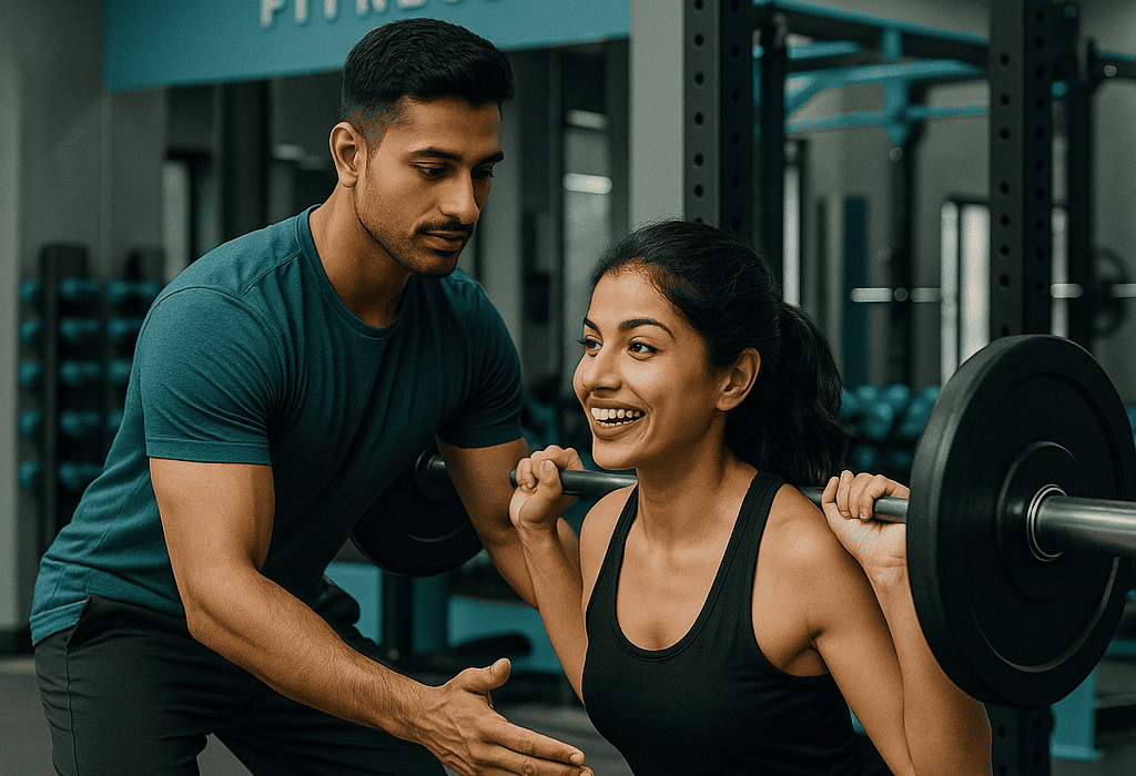 General image of a trainer and a client at fisique